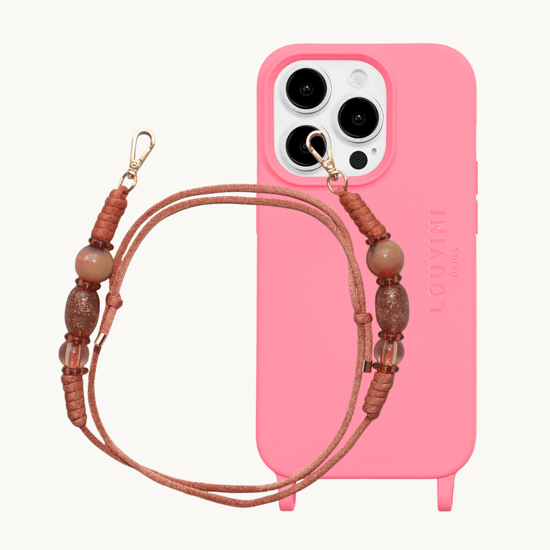 Coque iPhone MILO MagSafe Rose & cordon ALMA Corail