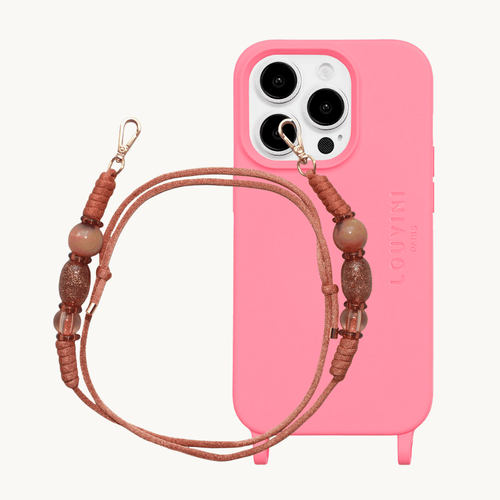 Coque iPhone MILO MagSafe Rose & cordon ALMA Corail