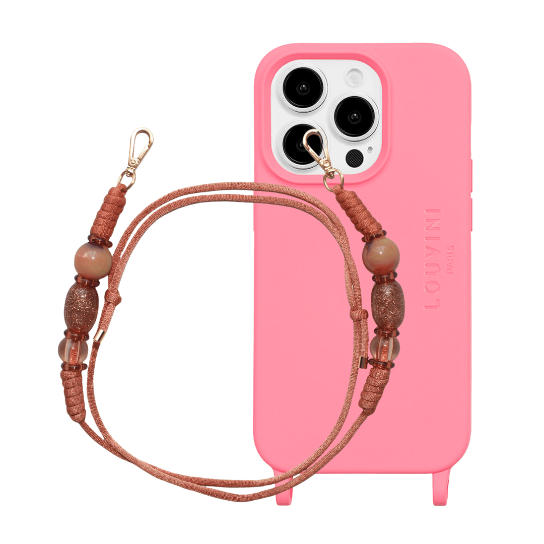 Coque iPhone MILO MagSafe Rose & cordon ALMA Corail