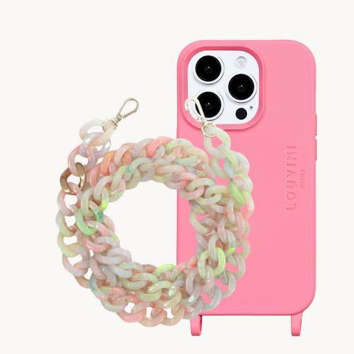 Coque Milo iPhone Rose & chaîne Zoé Fluo