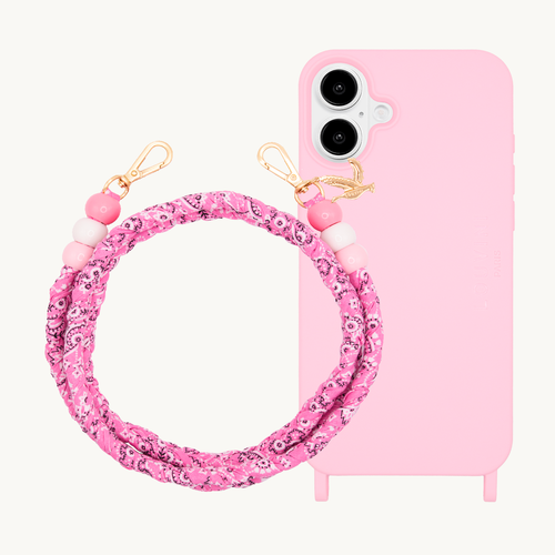 Coque iPhone MagSafe MILO Soft Pink & Cordon ARIZONA Rose