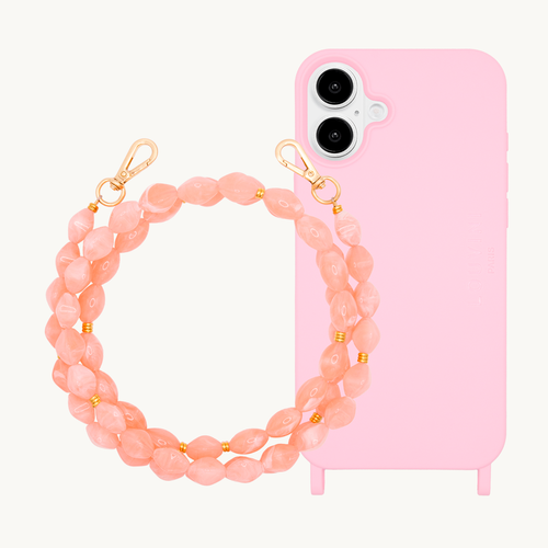 Coque iPhone MILO MagSafe Soft Pink & chaîne RITA Corail