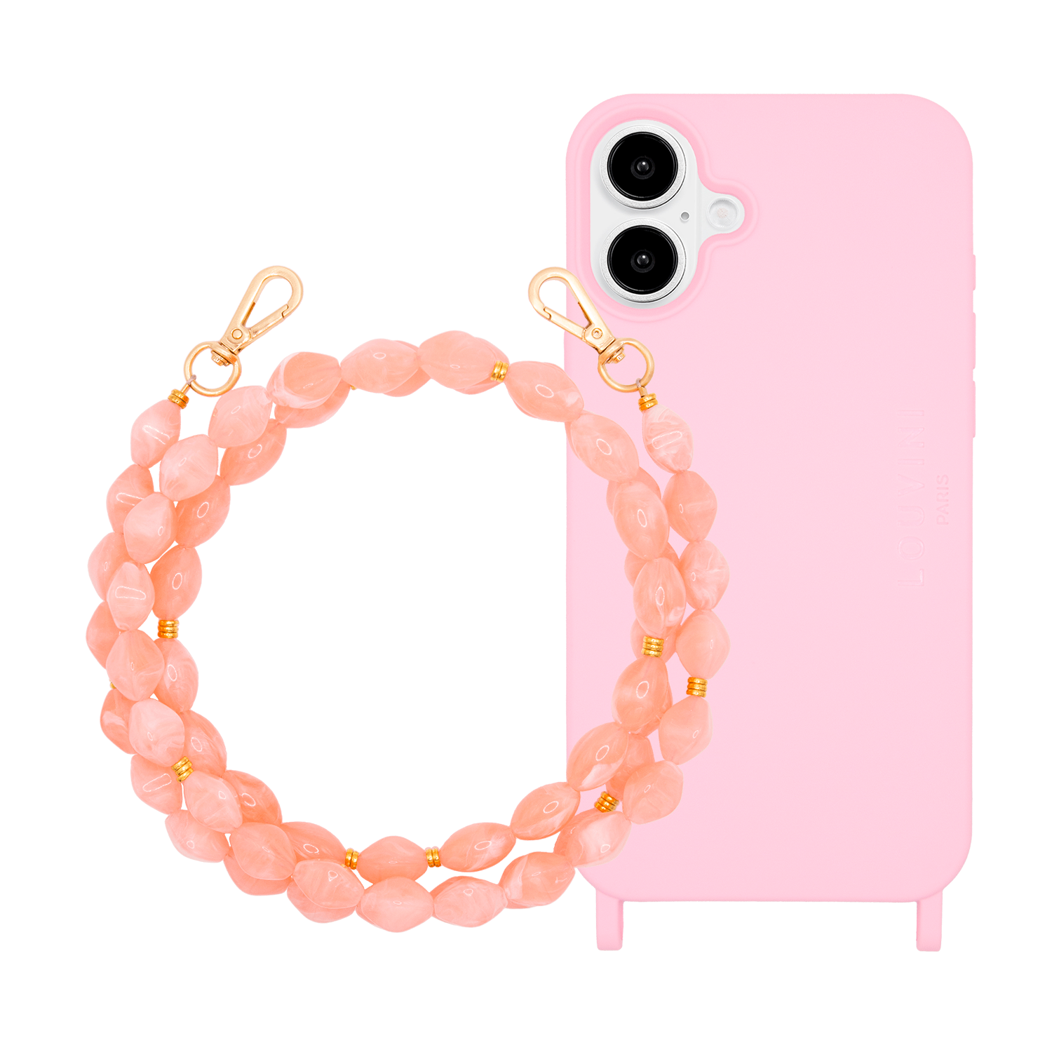 Coque iPhone MILO MagSafe Soft Pink & chaîne RITA Corail