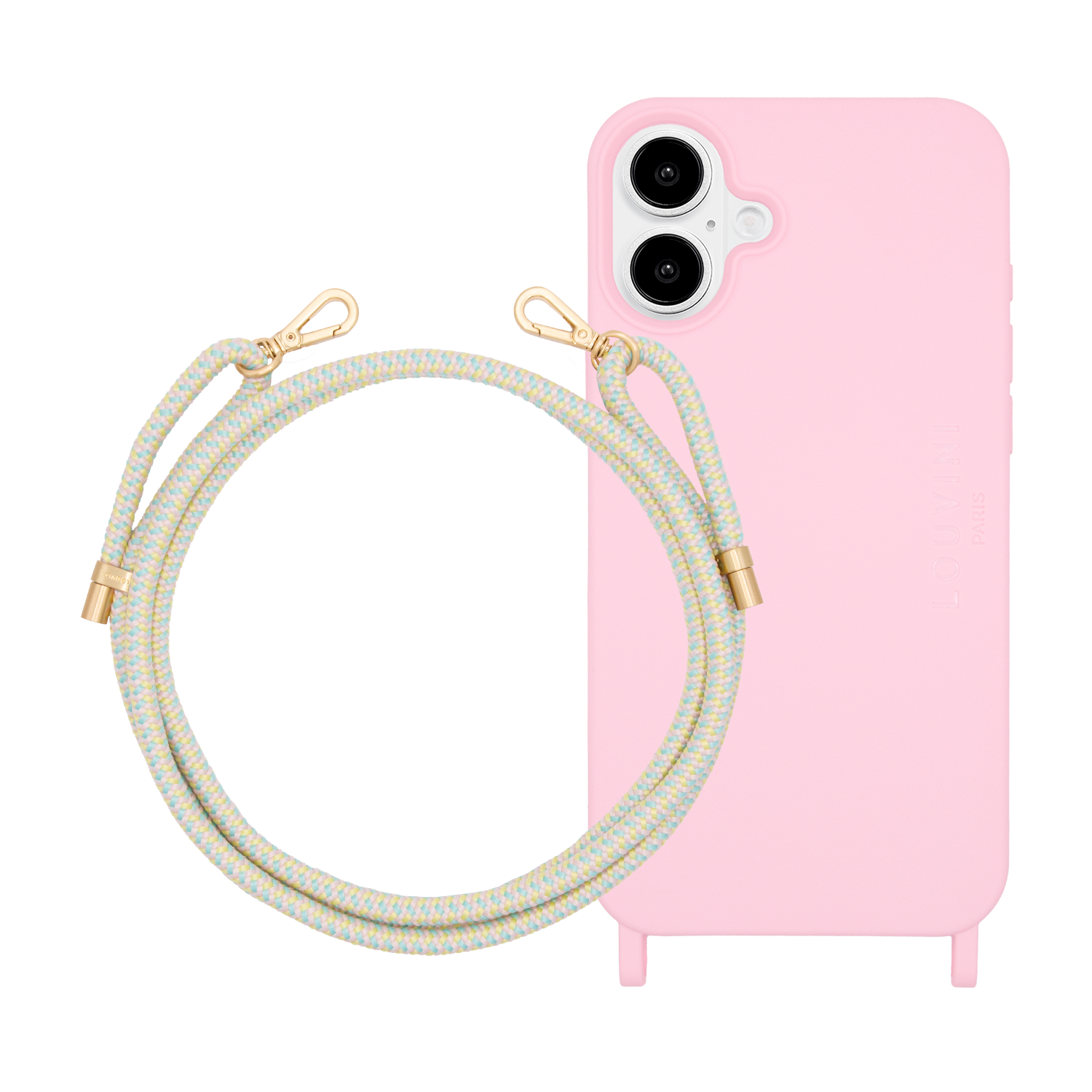 Coque iPhone MagSafe MILO Soft Pink & Cordon TESSA Pastel