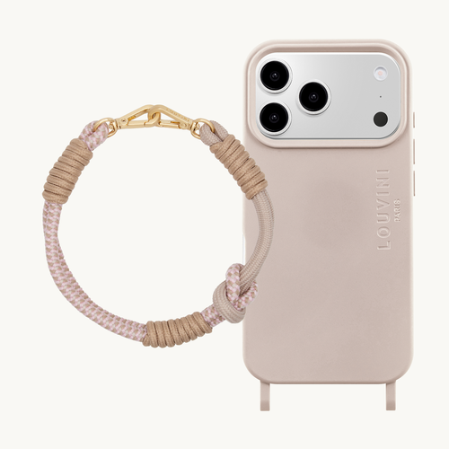 Coque iPhone MagSafe MILO Taupe & Bracelet PETIT TESSA Rose Taupe