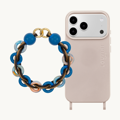 Coque iPhone MagSafe MILO Taupe & Bracelet DOLLY Blue Sea