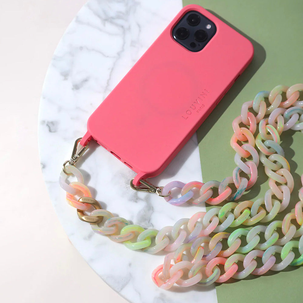 Coque Milo iPhone Rose & chaîne Zoé Fluo