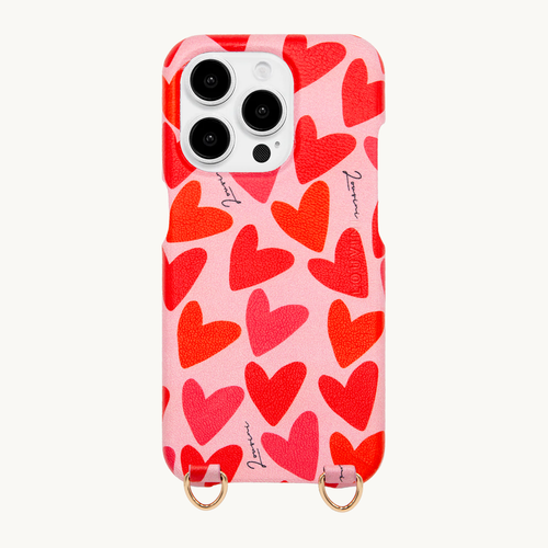 Coque iPhone cuir avec anneaux MAX - Coeurs