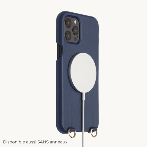 Coque iPhone MagSafe cuir avec anneaux MAX - Marine