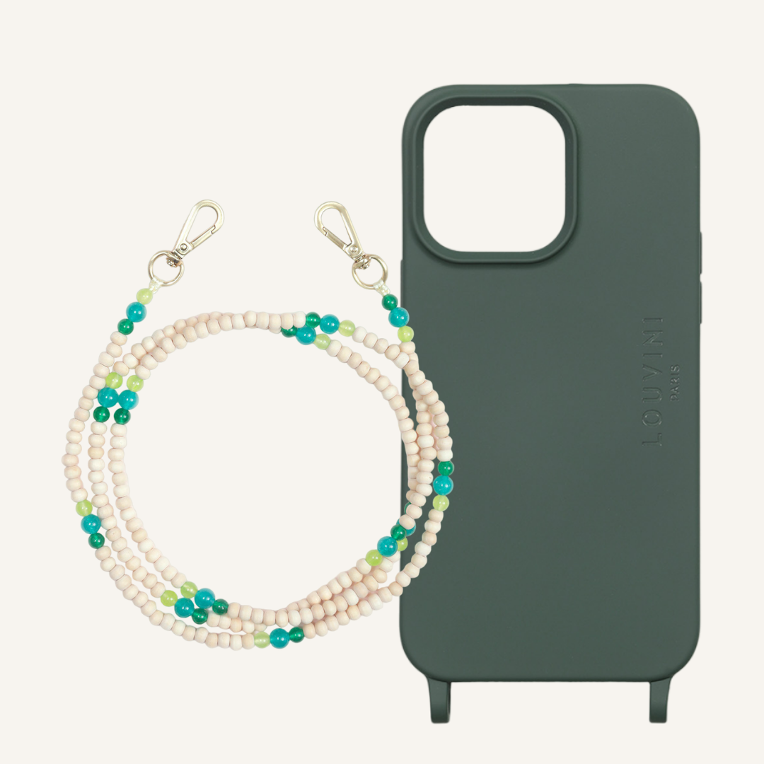 Milo Olive iPhone Case & Arielle Turquoise Strap