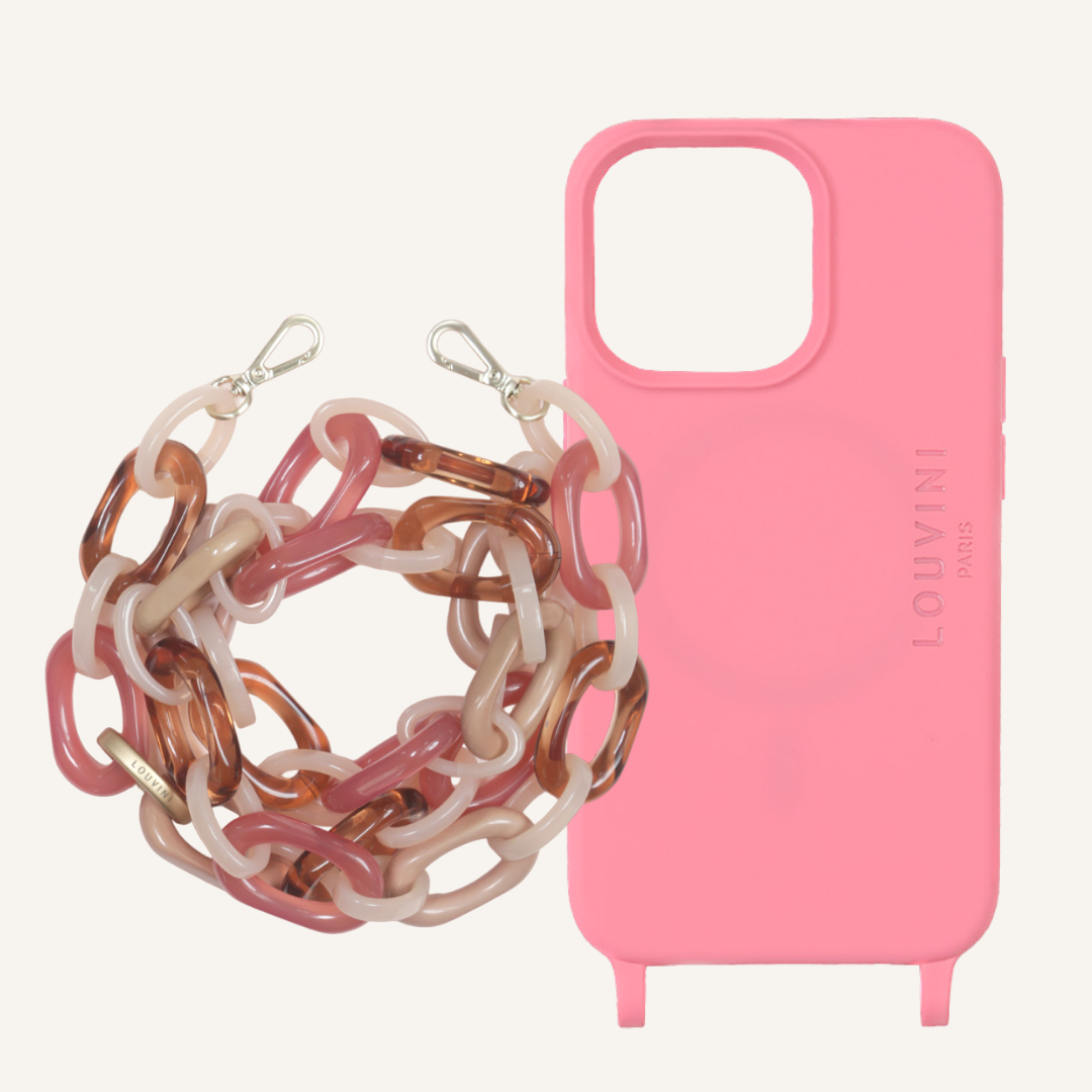 Coque Milo iPhone Rose & Chaîne Chiara Rose-Nude