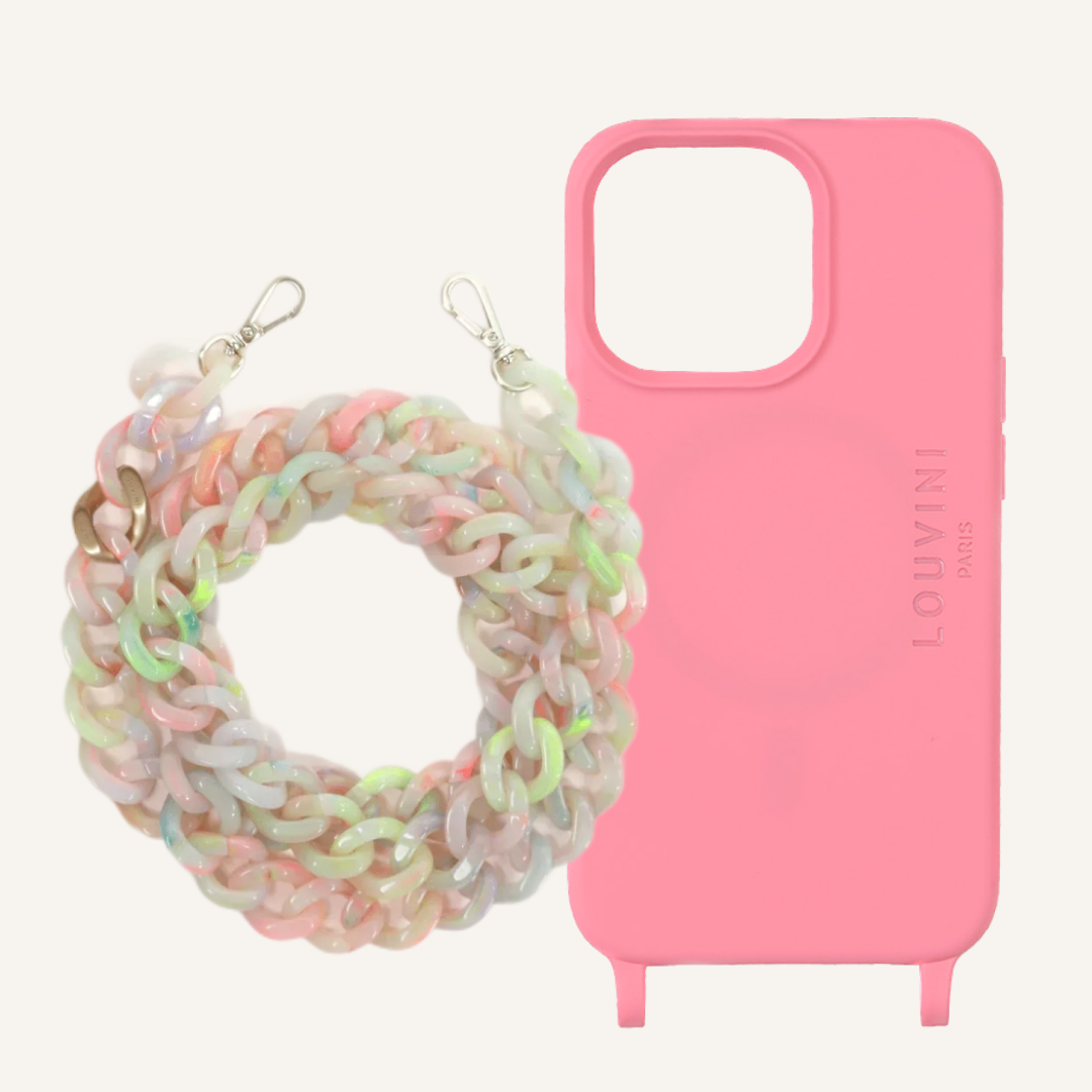 Milo Pink iPhone Case & Zoe Fluo Chain