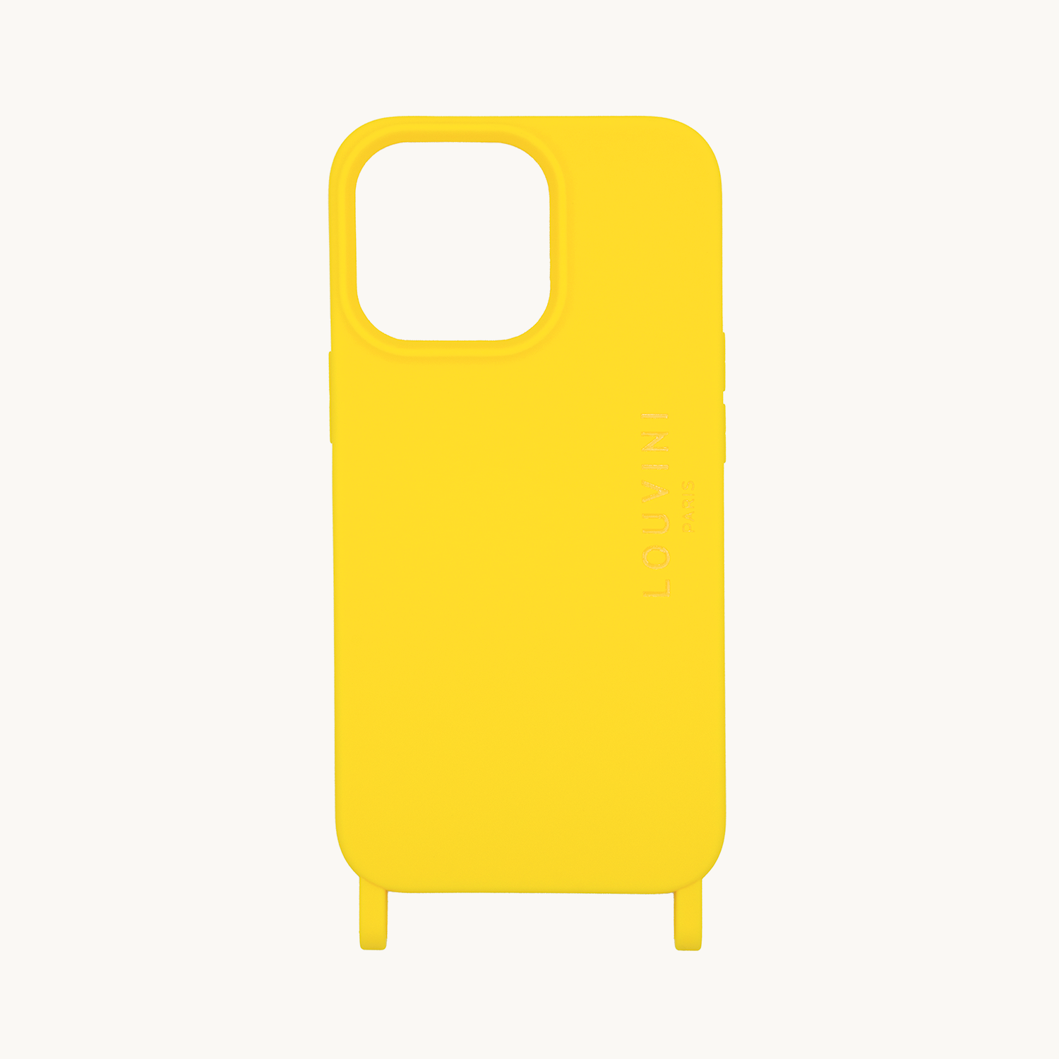 coque iPhone 14 Pro silicone jaune avec anneaux