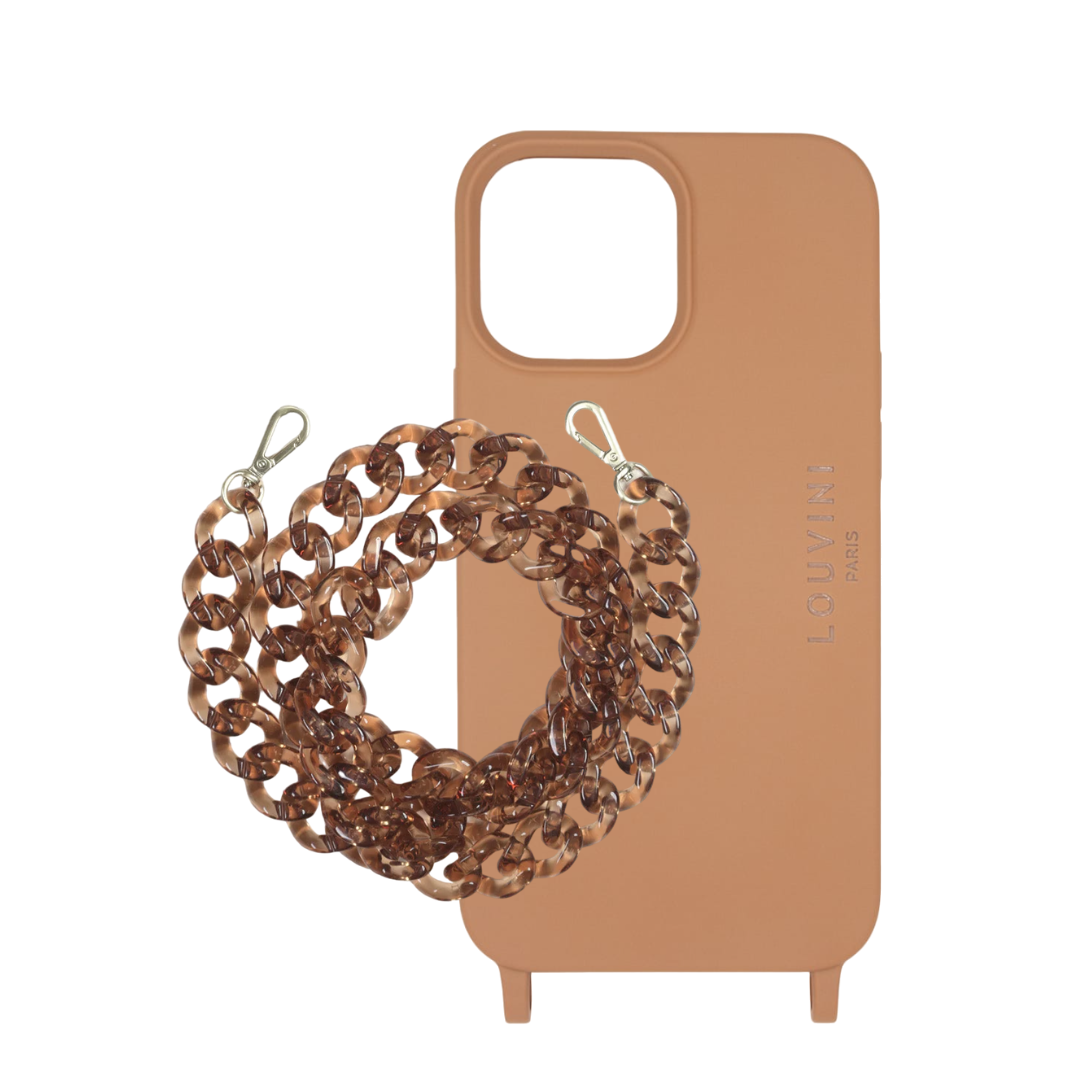 Milo Cinnamon iPhone Case & Zoe Amber Chain