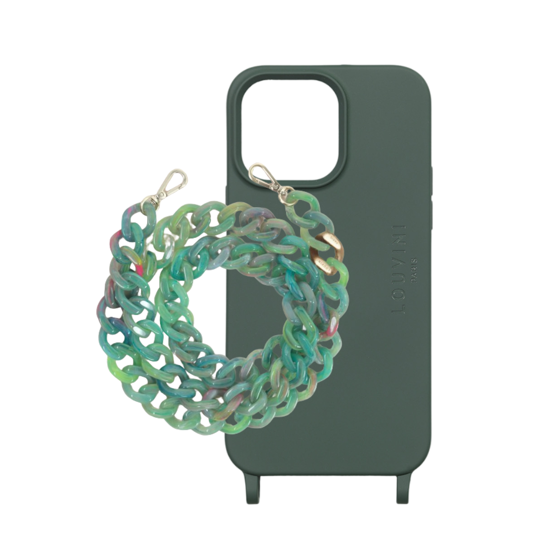 Coque Milo iPhone Olive & chaîne Zoé Vert-Jade