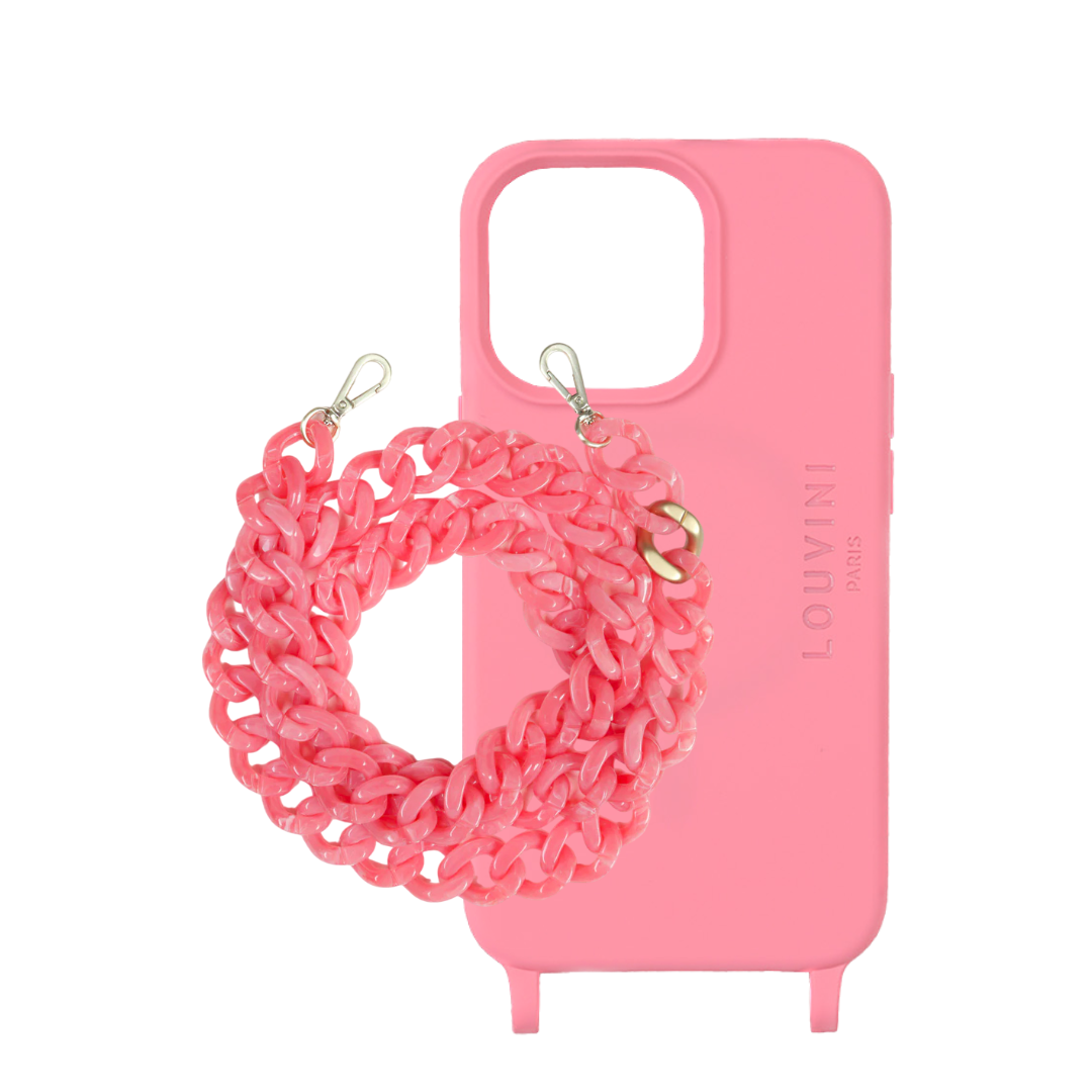 Coque Milo iPhone Rose & chaîne Zoé Corail