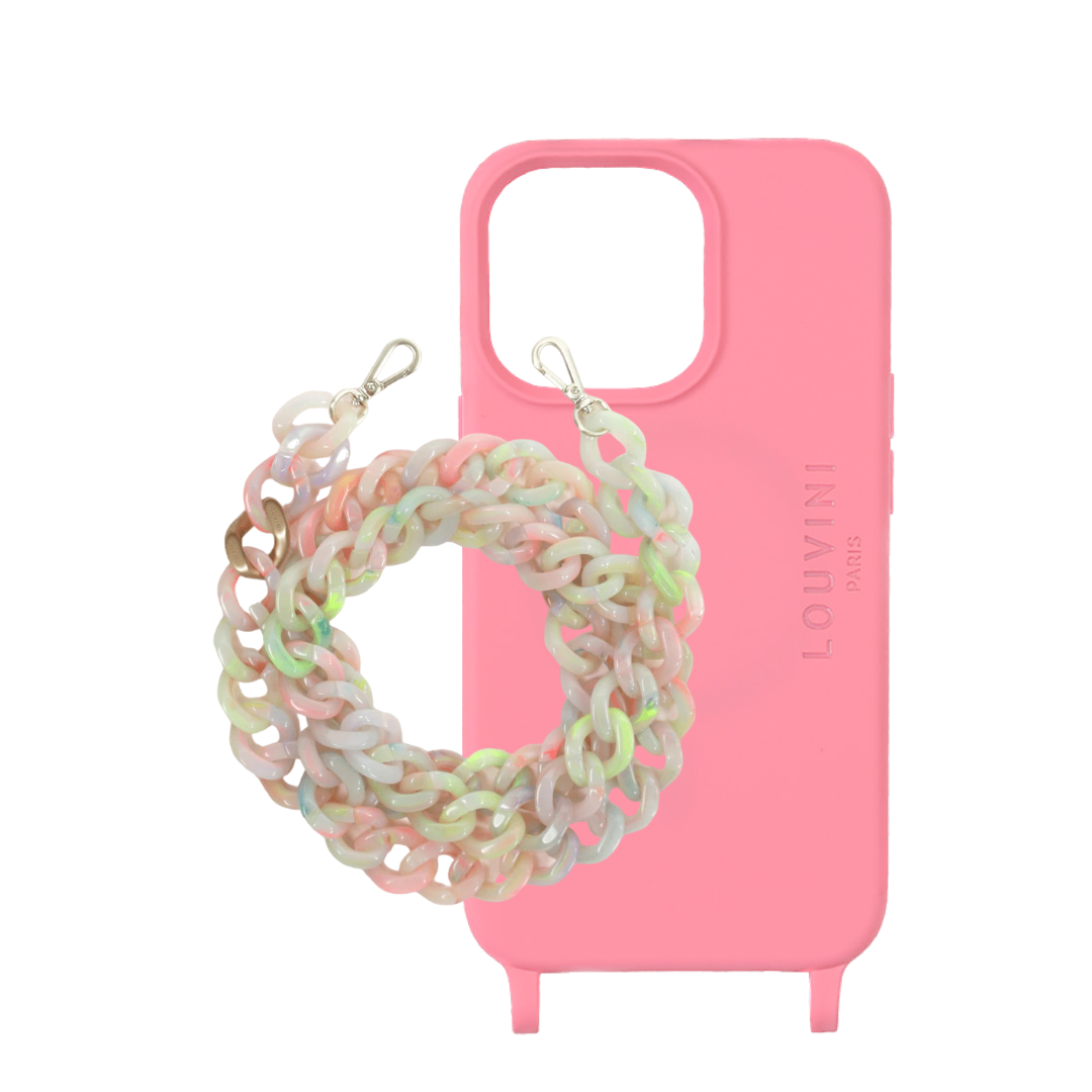 Coque Milo iPhone Rose & chaîne Zoé Fluo