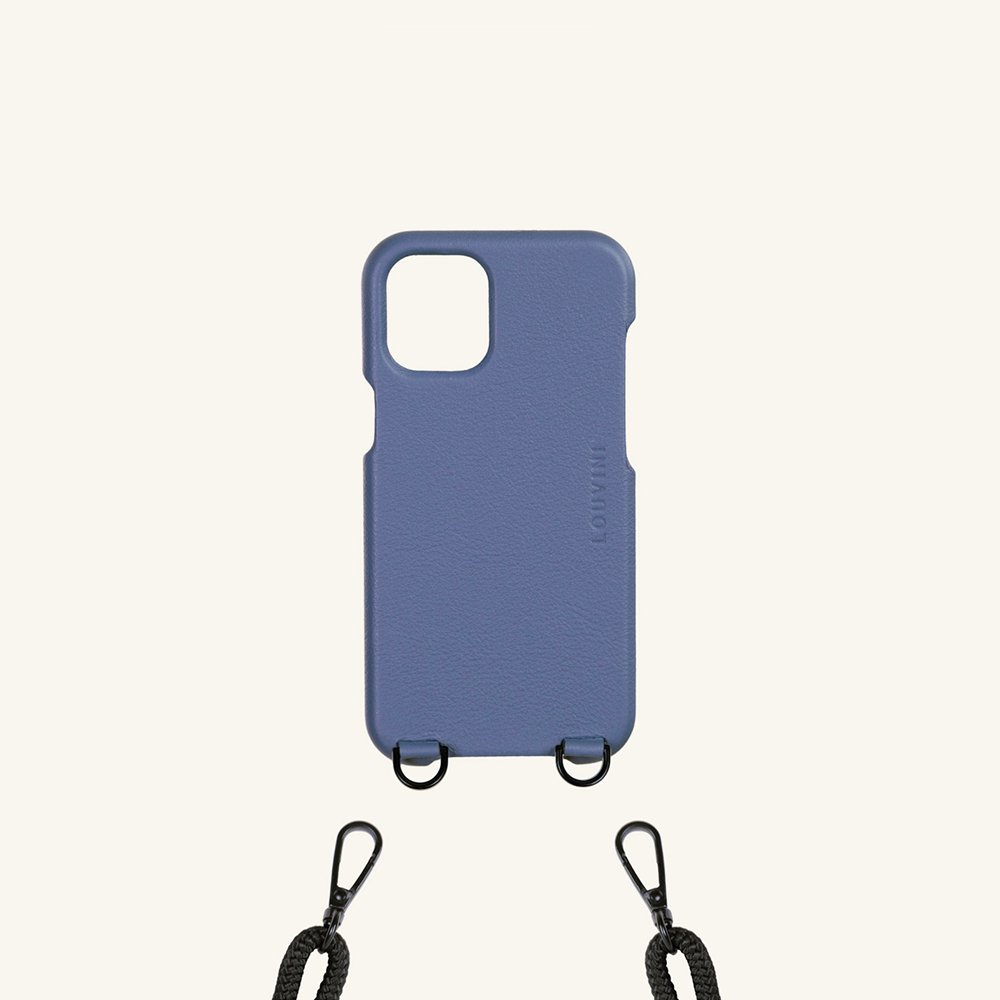 COQUE IPHONE CUIR PORTE CARTE AVEC ANNEAUX OSCAR - BLEU (PERSONNALISABLE)