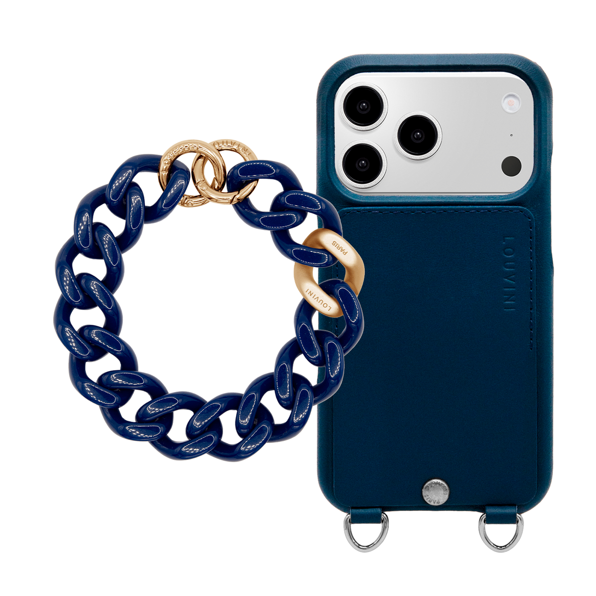 Coque iPhone OSCAR Argenté Marine & Bracelet PETIT ZOE Marine