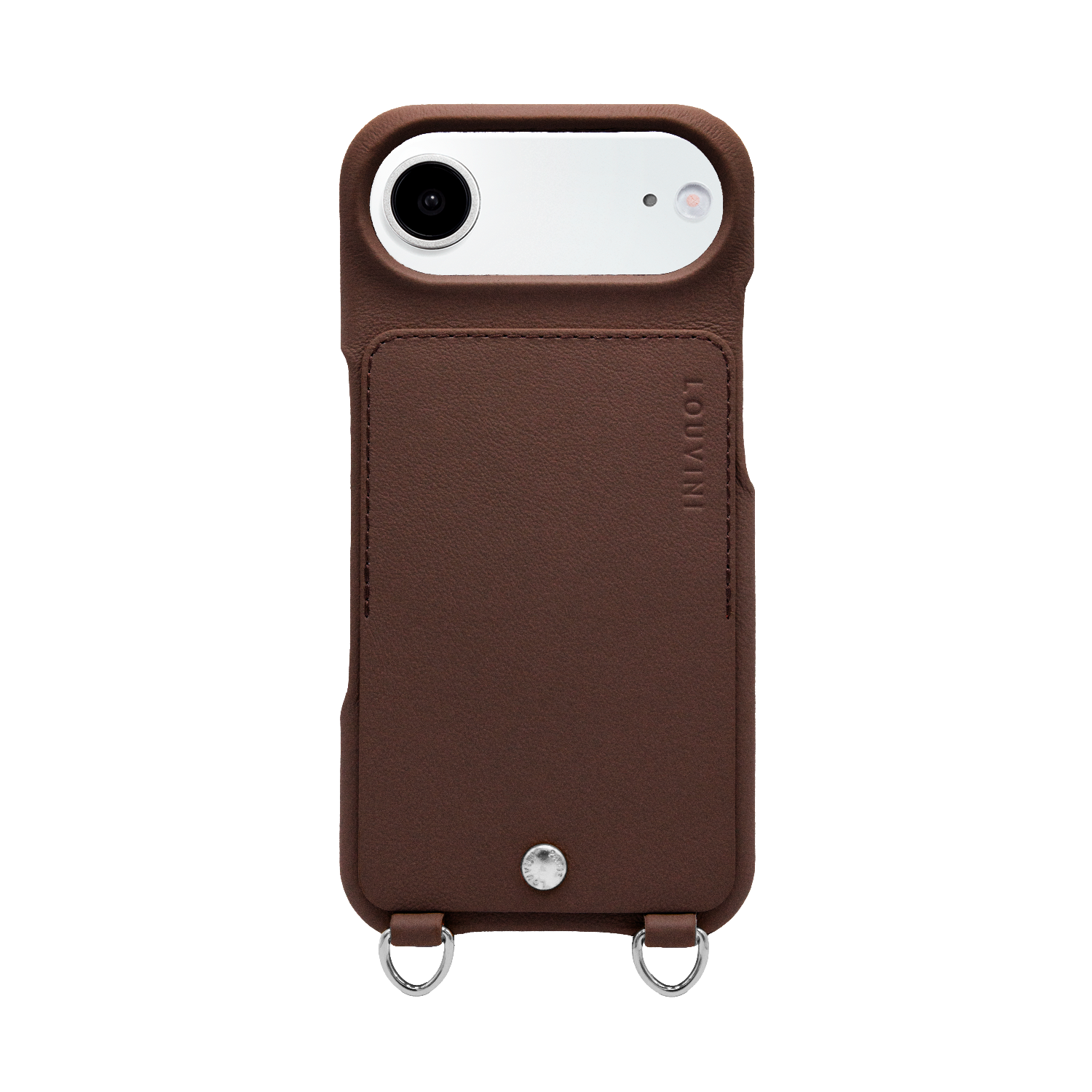 Coque iPhone cuir porte carte avec anneaux OSCAR Argenté - Marron