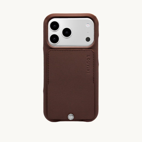 Coque iPhone cuir porte carte OSCAR Argenté - Marron