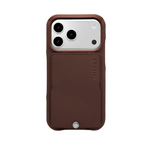 Coque iPhone cuir porte carte OSCAR Argenté - Marron