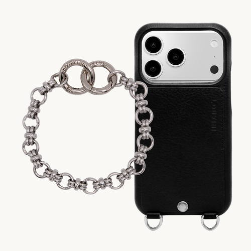 Coque iPhone OSCAR Argenté Noir & Bracelet PETIT BECKY Argenté