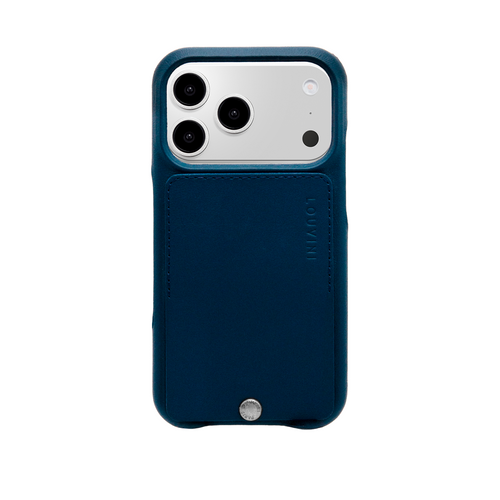Coque iPhone cuir porte carte OSCAR  Argenté - Marine
