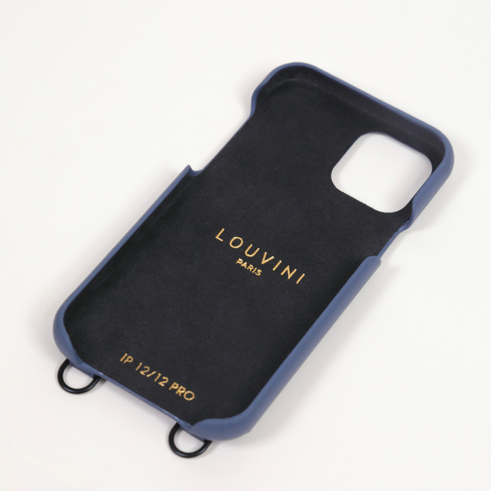 COQUE IPHONE CUIR PORTE CARTE AVEC ANNEAUX OSCAR - BLEU (PERSONNALISABLE)