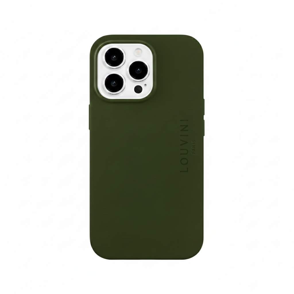 Coque iPhone MagSafe silicone LEO - Olive