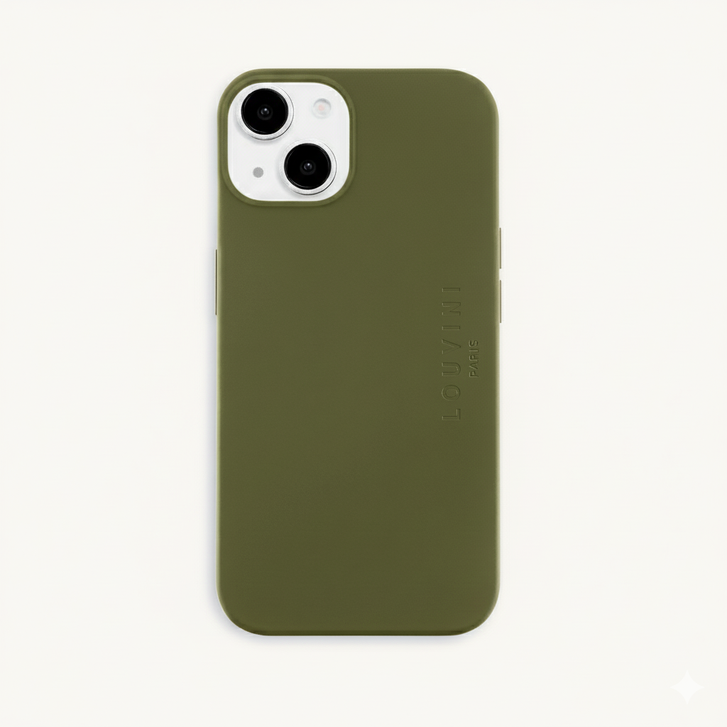 Coque iPhone MagSafe silicone LEO - Olive