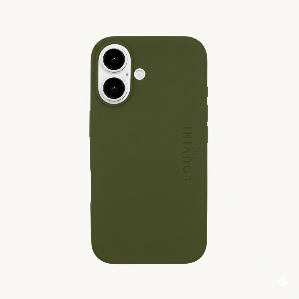 Coque iPhone MagSafe silicone LEO - Olive