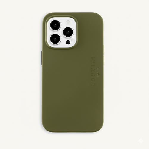 Coque iPhone MagSafe silicone LEO - Olive