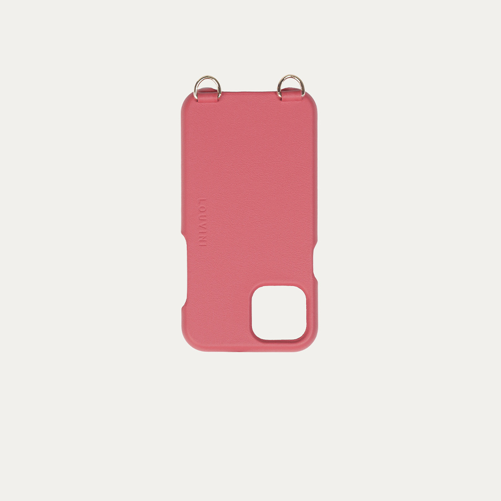 Coque pour iphone en cuir rose blush avec anneaux