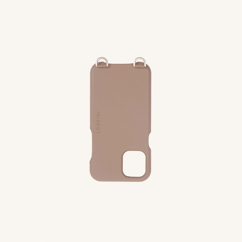 Coque pour iphone 12 mini en cuir camel avec anneaux