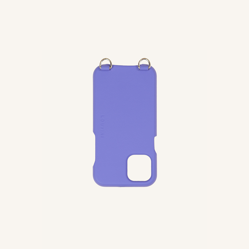 Coque pour iphone en cuir violet avec anneaux