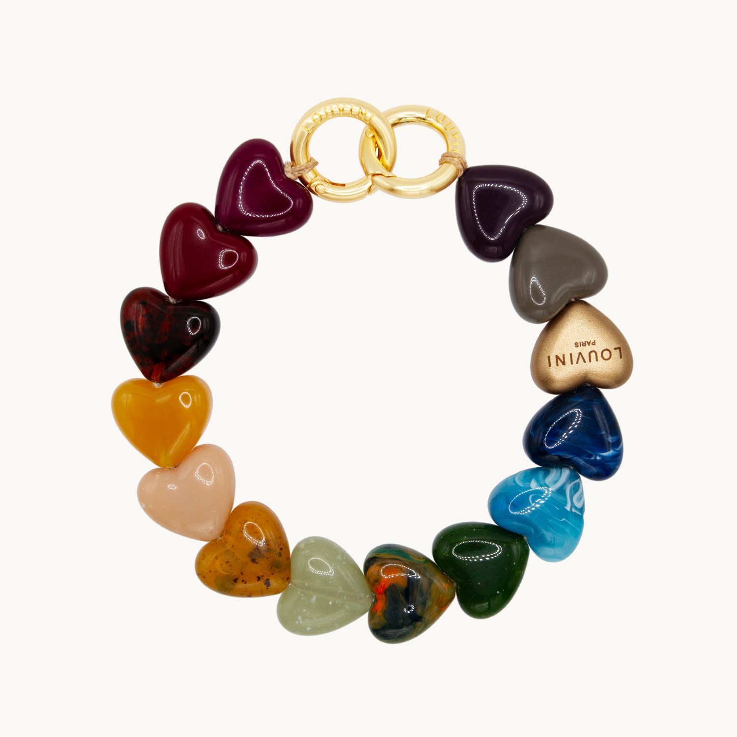 Bracelet de téléphone petit coeur en résine multicolore
