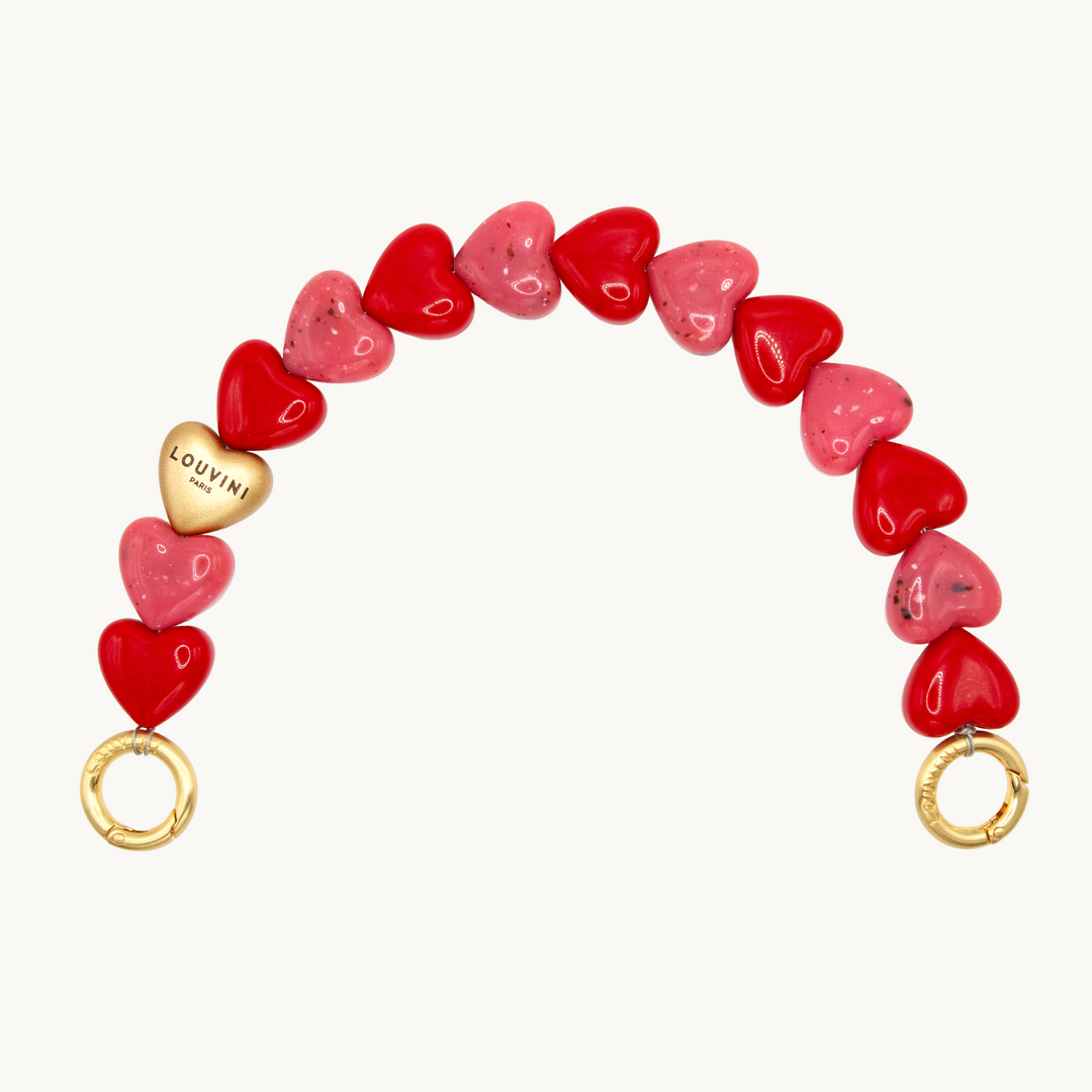 Bracelet petit cœur pour téléphone - Rose / Rouge