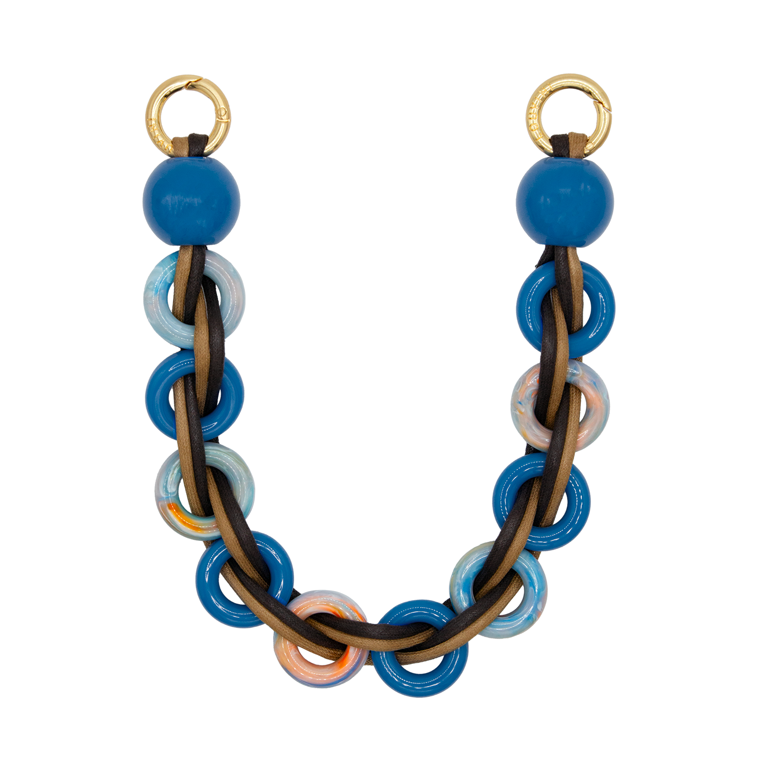 Petite chaine de téléphone tressé en résine et cuir