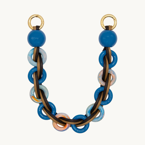 Petite chaine de téléphone tressé en résine et cuir