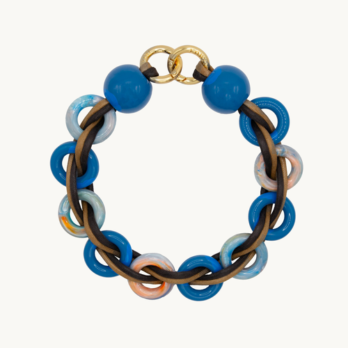 Petite chaine de téléphone tressé en résine et cuir