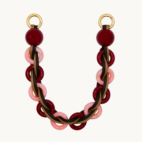 Petite chaine de téléphone tressé en résine et cuir