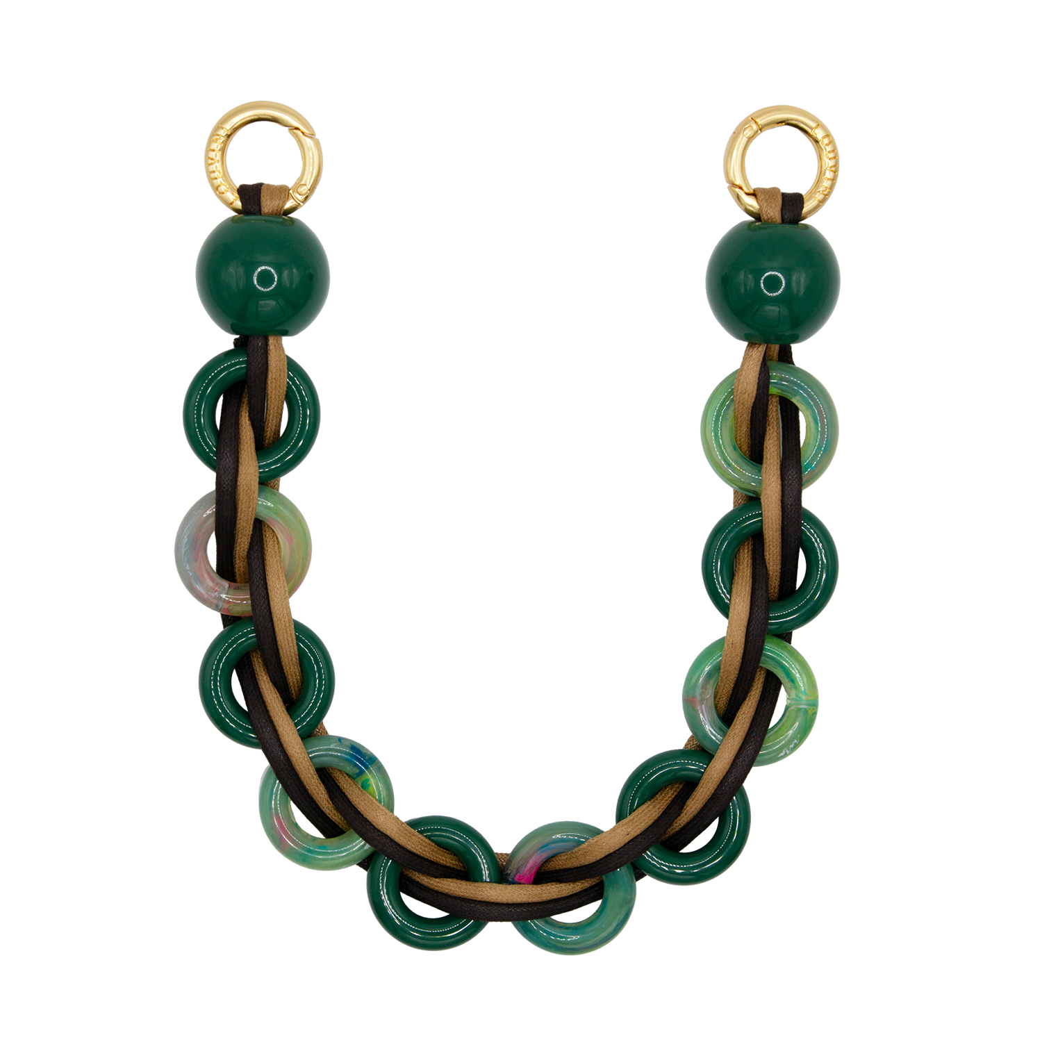 Petite chaine de téléphone tressé en résine et cuir