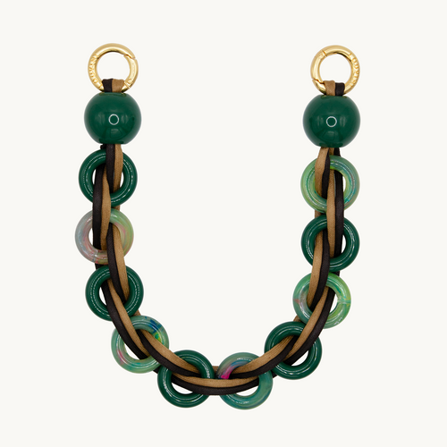 Petite chaine de téléphone tressé en résine et cuir