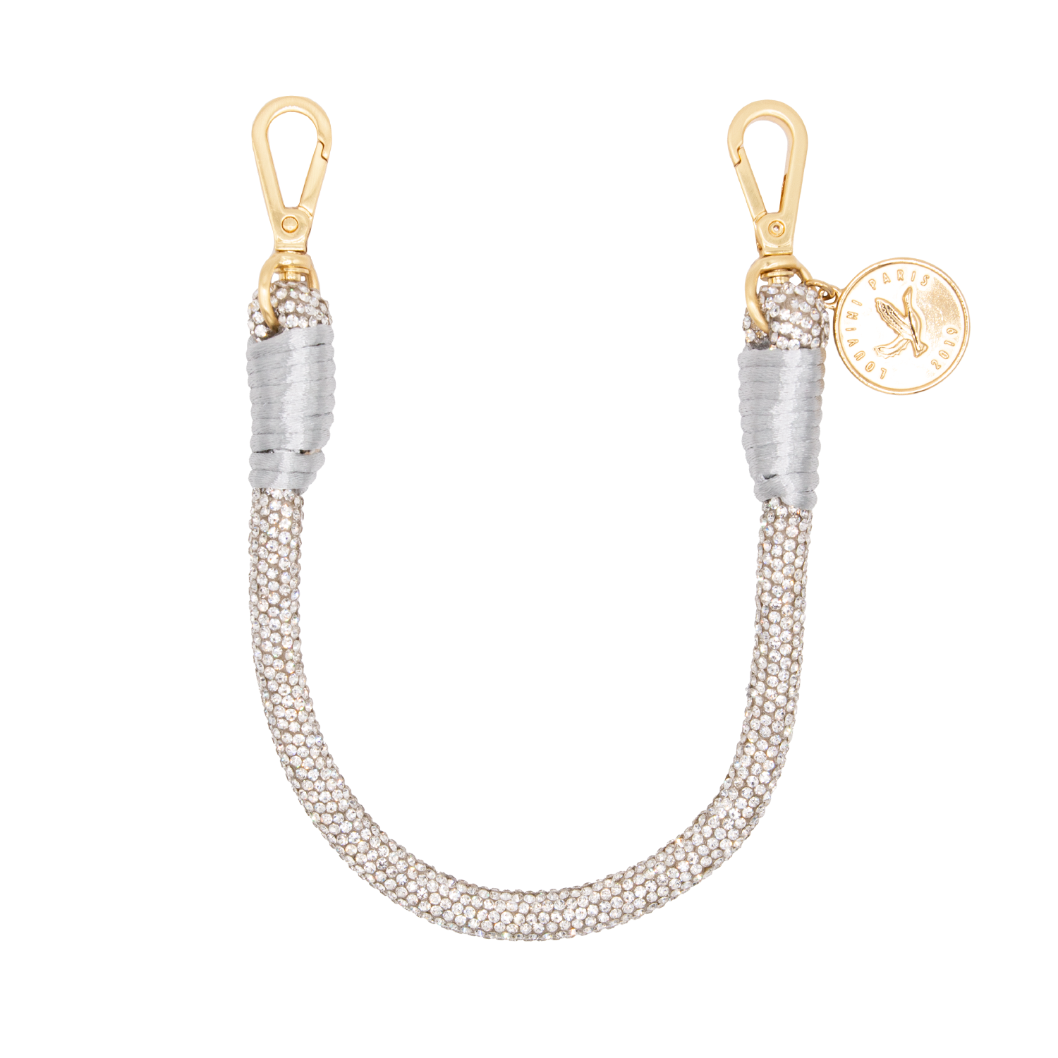 Bracelet de téléphone argenté à strass