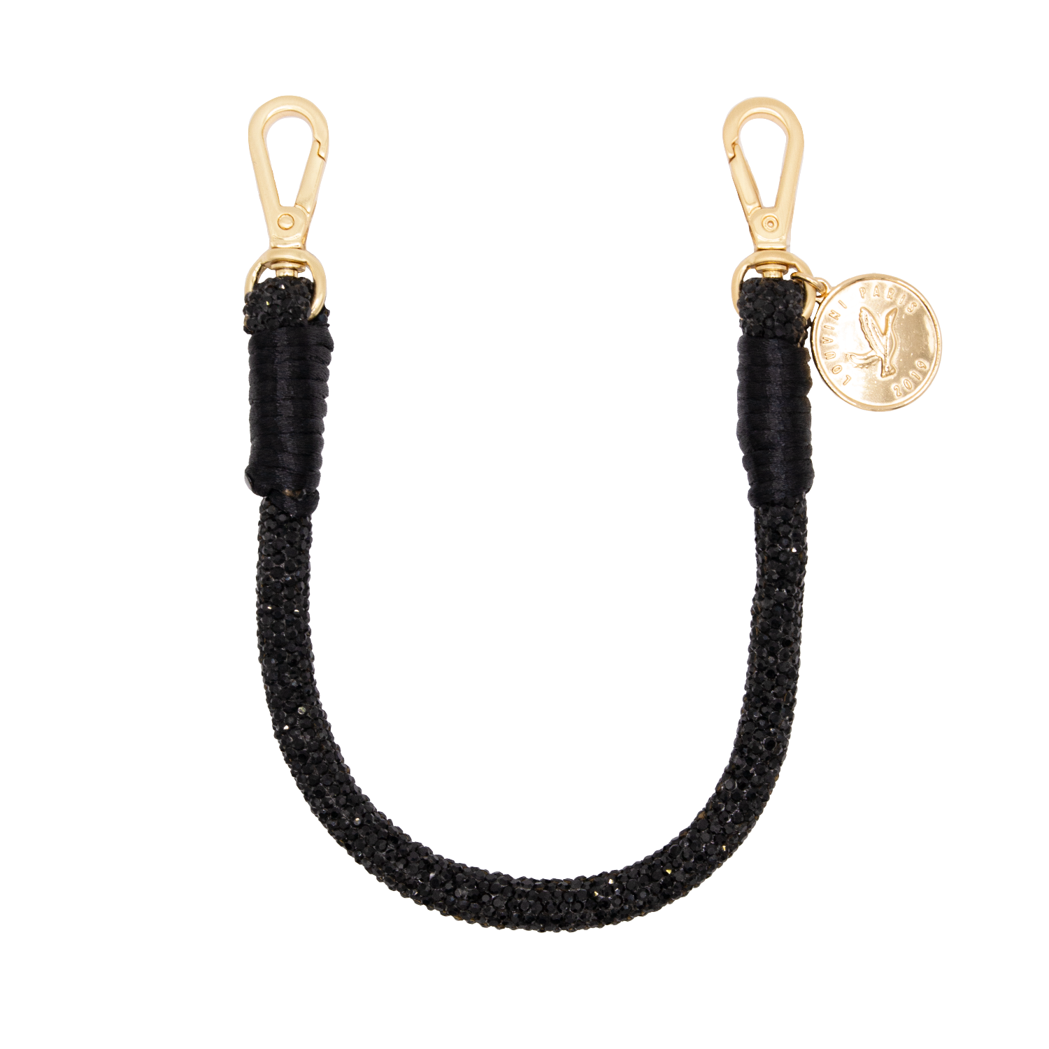 Bracelet de téléphone noir à strass