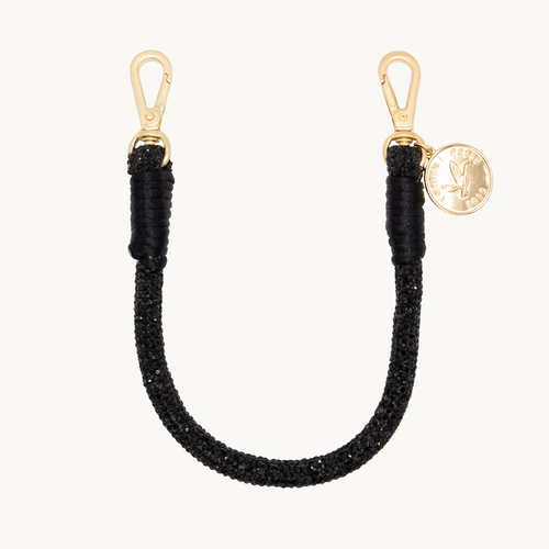 Bracelet de téléphone noir à strass