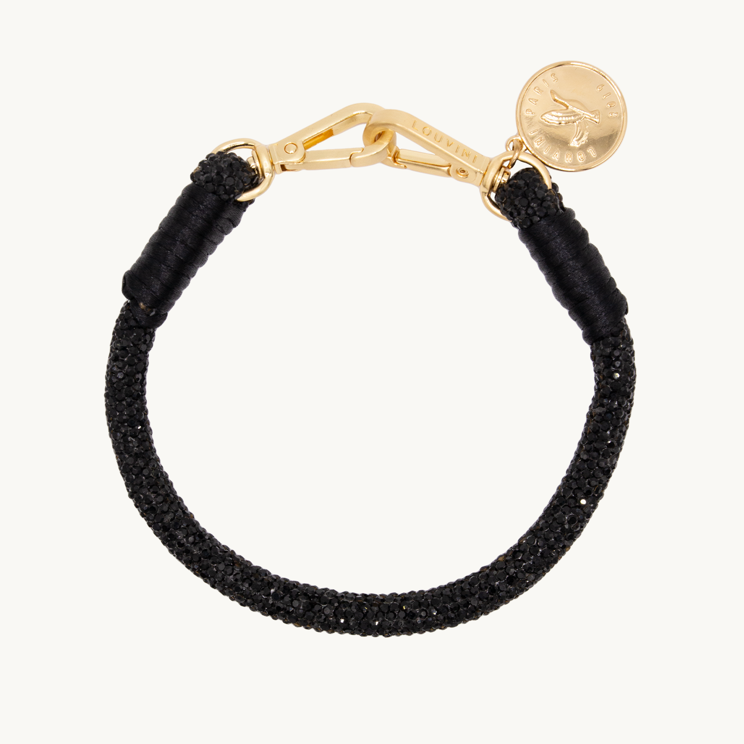 Bracelet de téléphone noir à strass