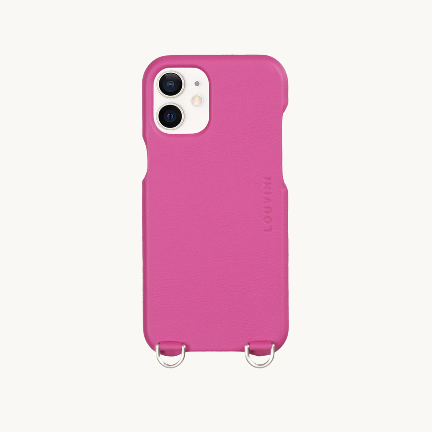 Coque iPhone cuir PETIT LOU - Fuchsia (iPhone 12 & 13 Mini)