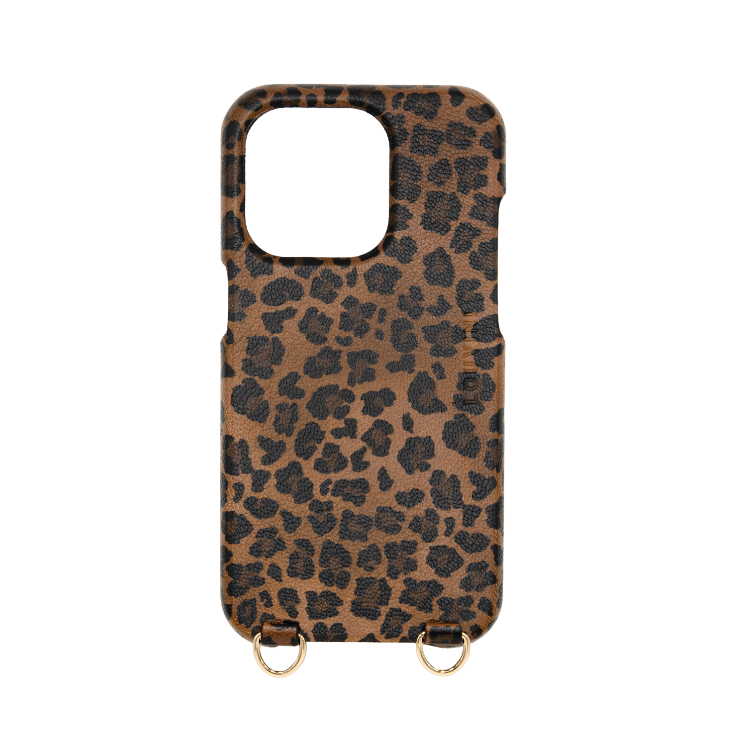 Coque pour iphone en cuir imprimé léopard avec anneaux